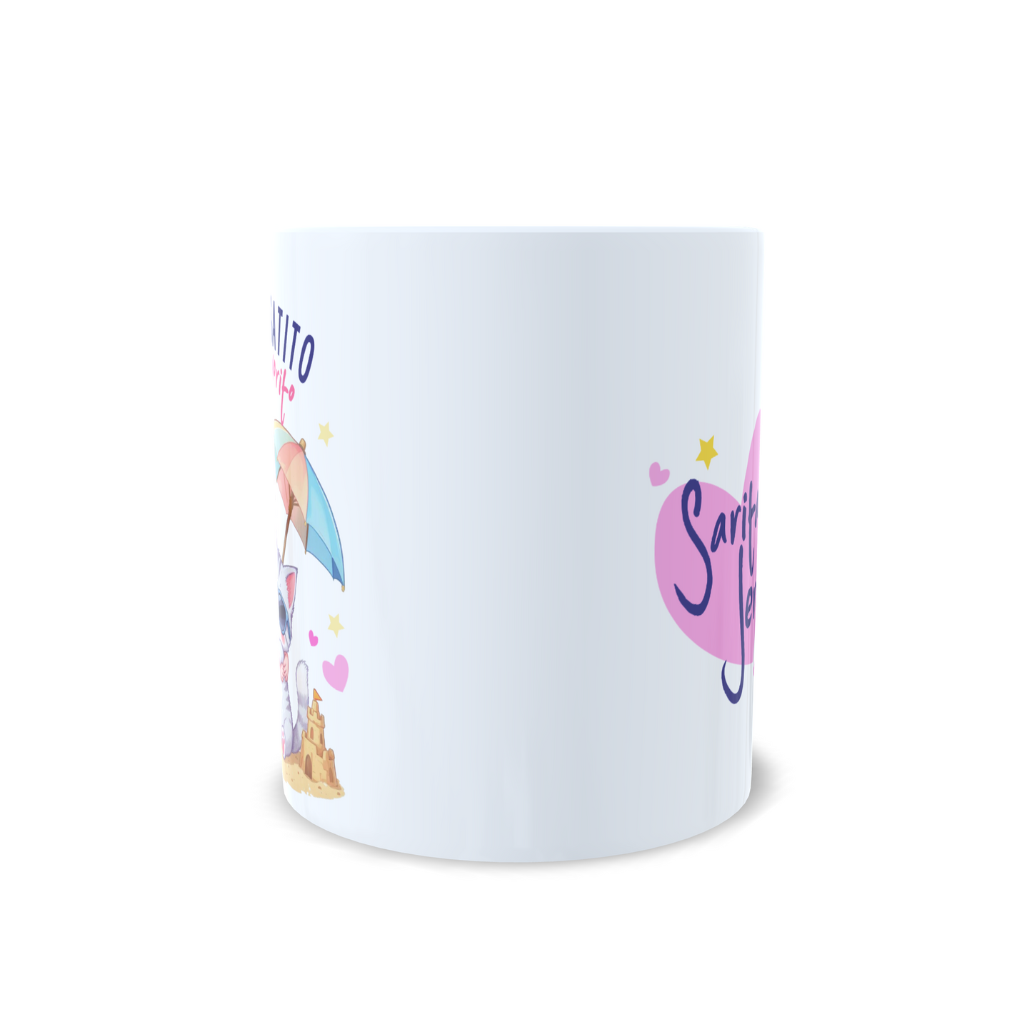 Verano y gatito mi plan favorito - Niña morena gato - Taza personalizada