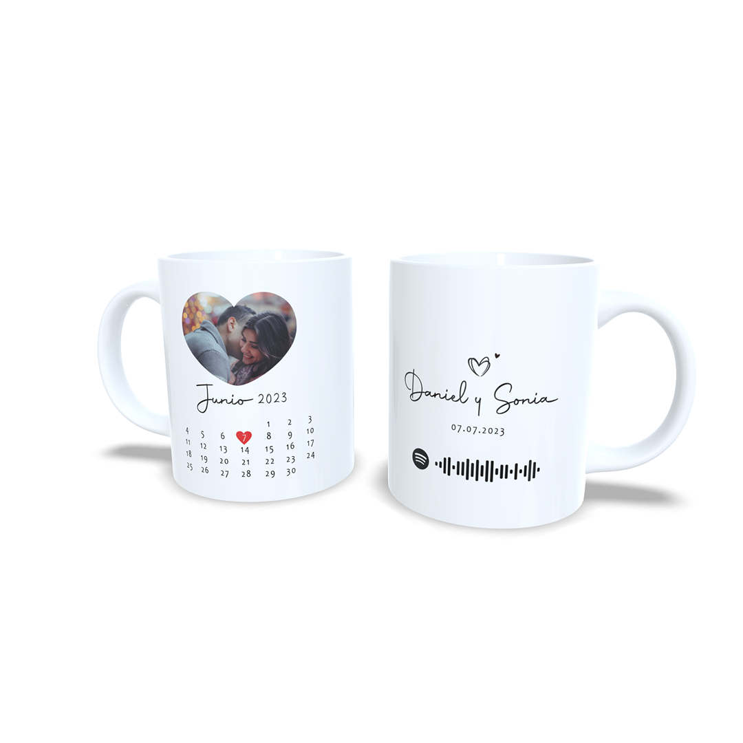 Taza Aniversario Parejas canción de Spotify opcional con foto - Versión 2