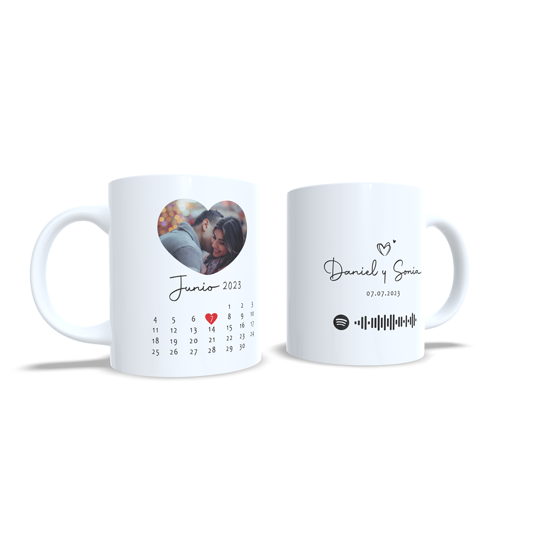Taza Aniversario Parejas canción de Spotify opcional con foto - Versión 2