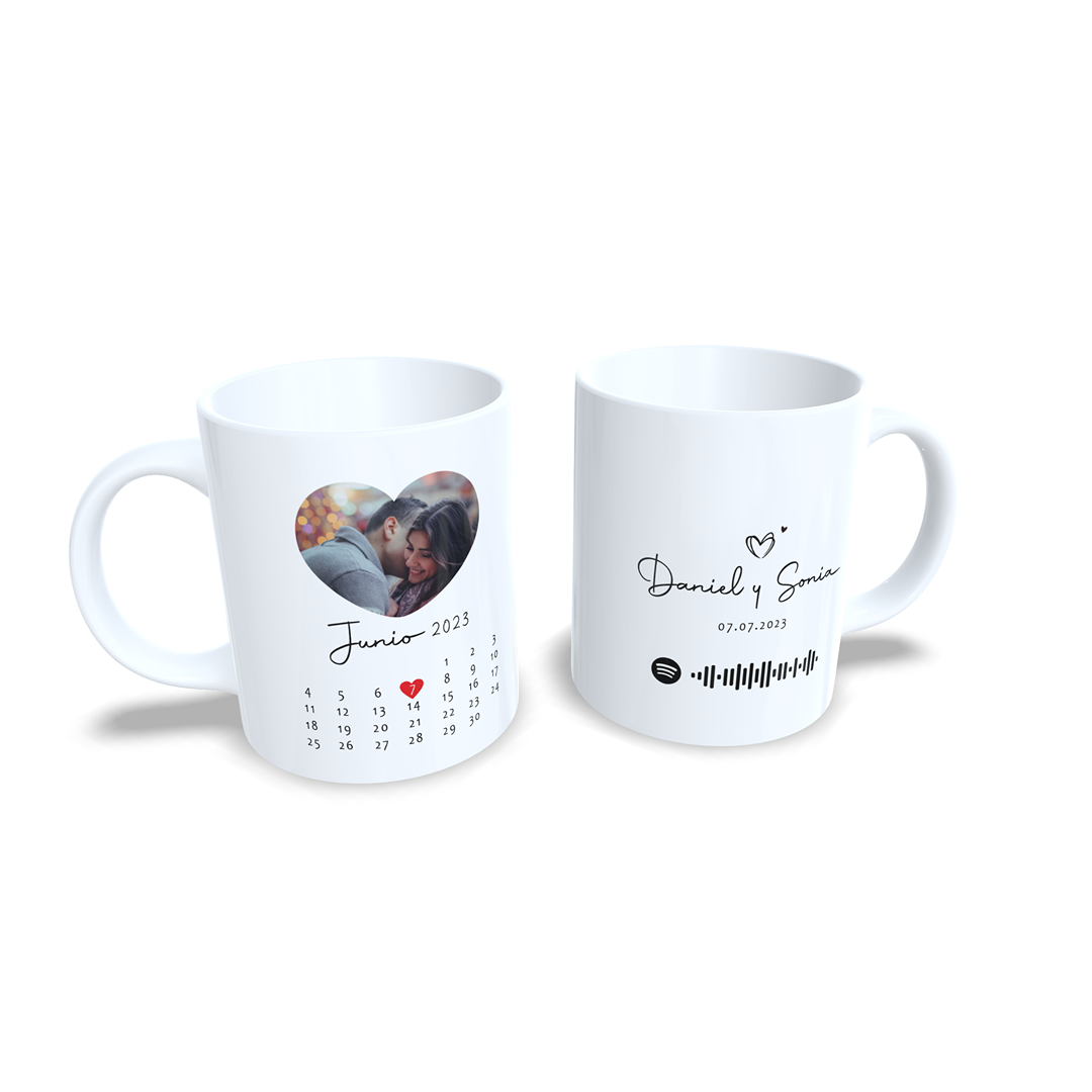Taza Aniversario Parejas canción de Spotify opcional con foto - Versión 2