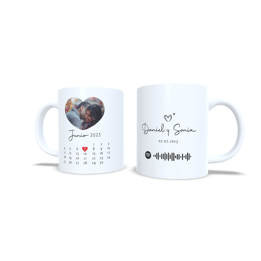 Taza Aniversario Parejas canción de Spotify opcional con foto - Versión 2