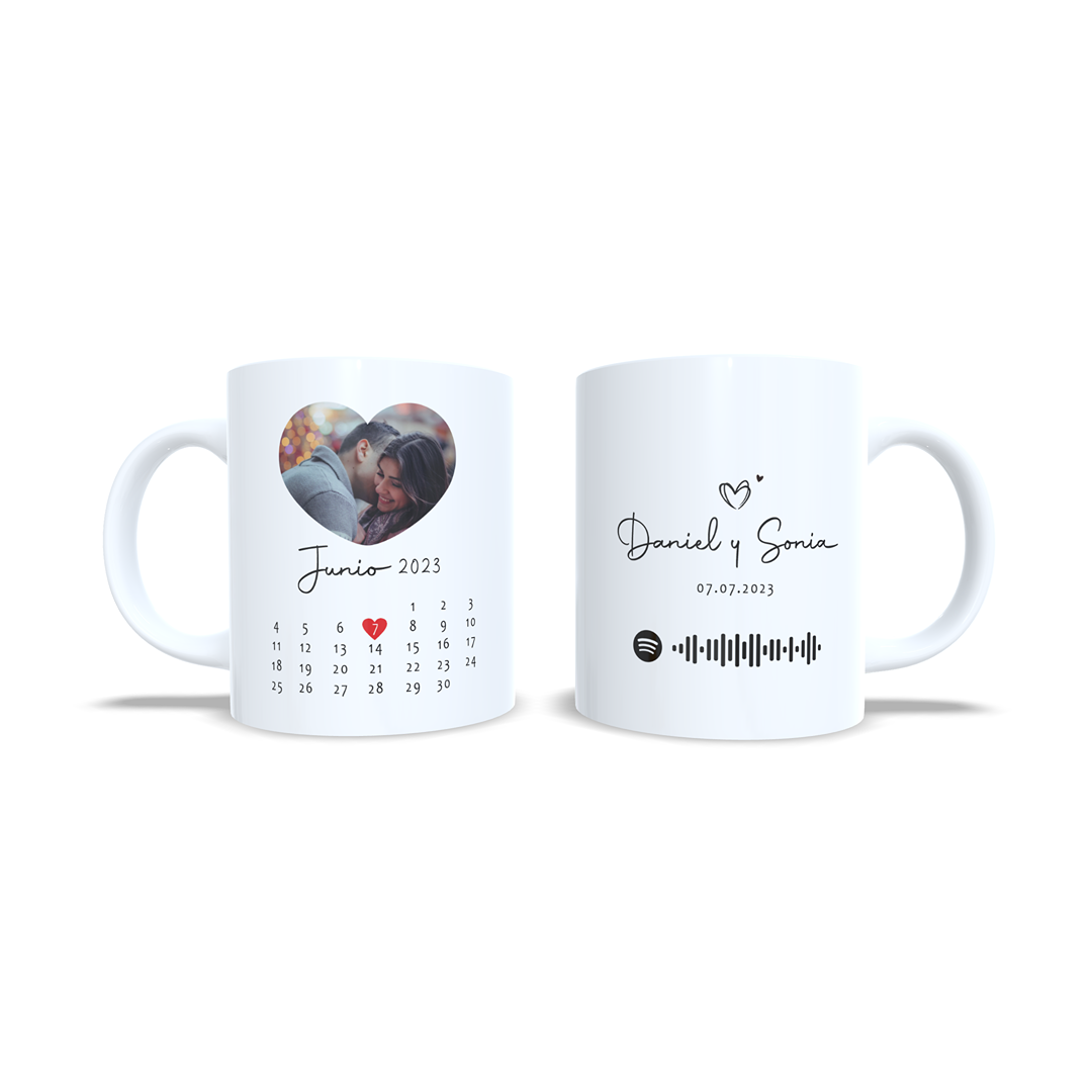 Taza Aniversario Parejas canción de Spotify opcional con foto - Versión 2