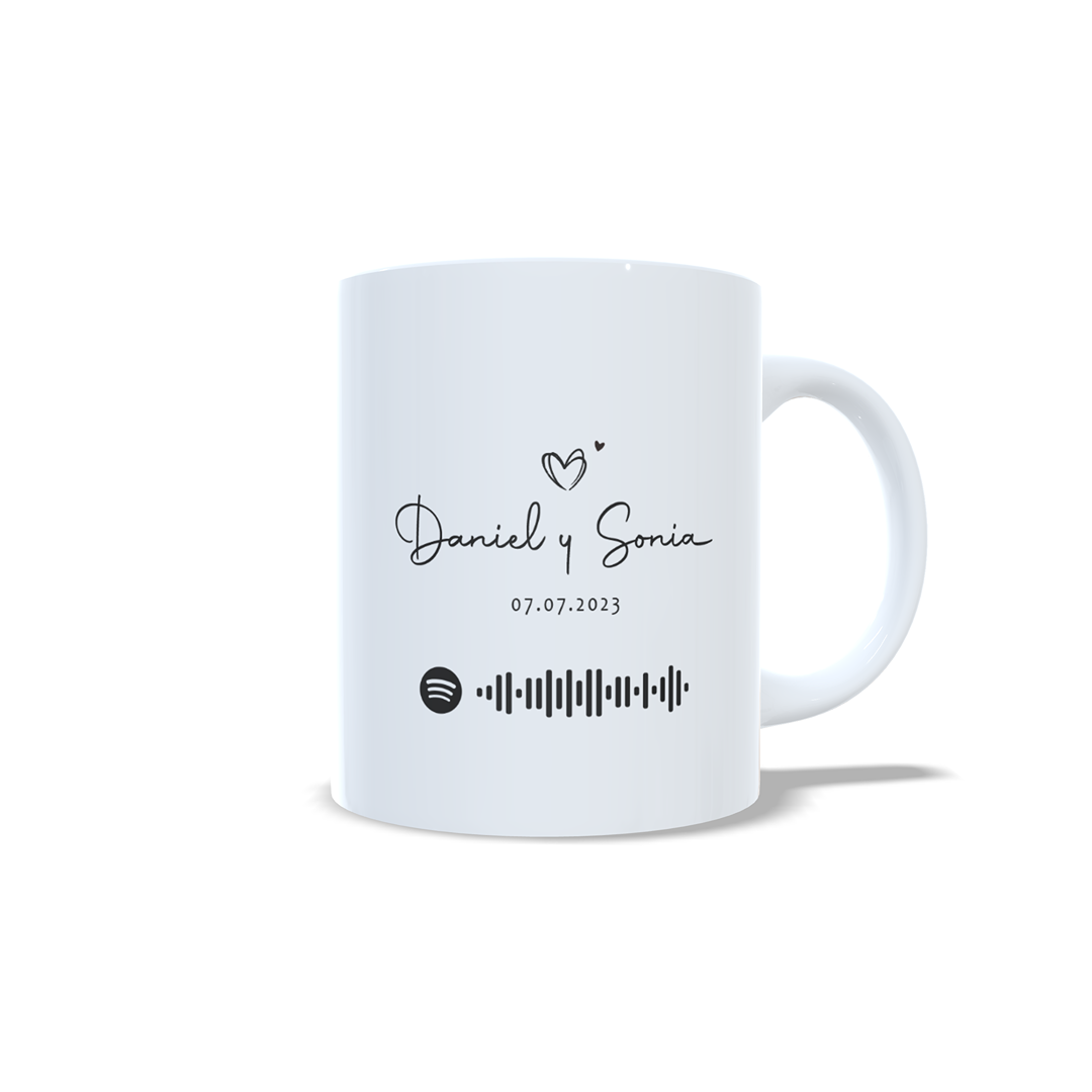 Taza Aniversario Parejas canción de Spotify opcional con foto - Versión 2