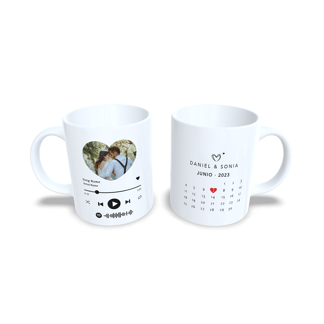 Taza Aniversario Parejas reproductor Spotify con foto - Versión 3