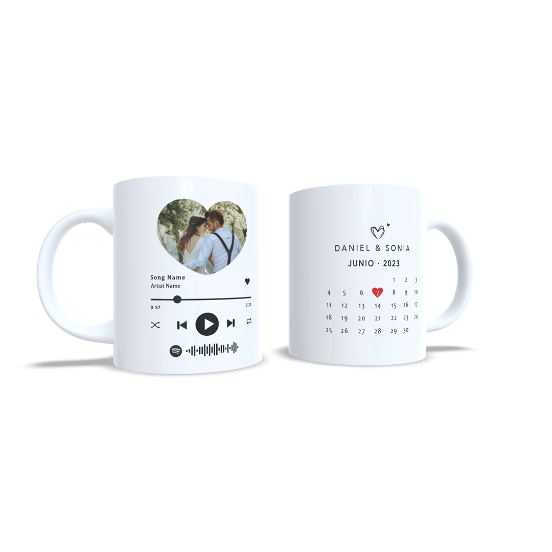 Taza Aniversario Parejas reproductor Spotify con foto - Versión 3