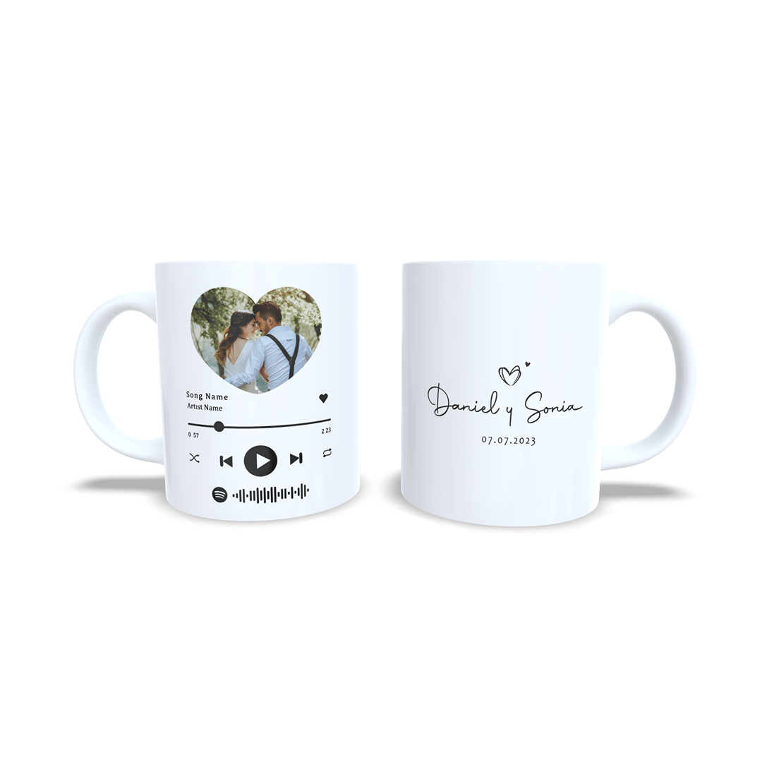 Taza Aniversario Parejas reproductor Spotify con foto - Versión 3