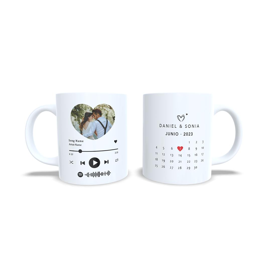 Taza Aniversario Parejas reproductor Spotify con foto - Versión 3