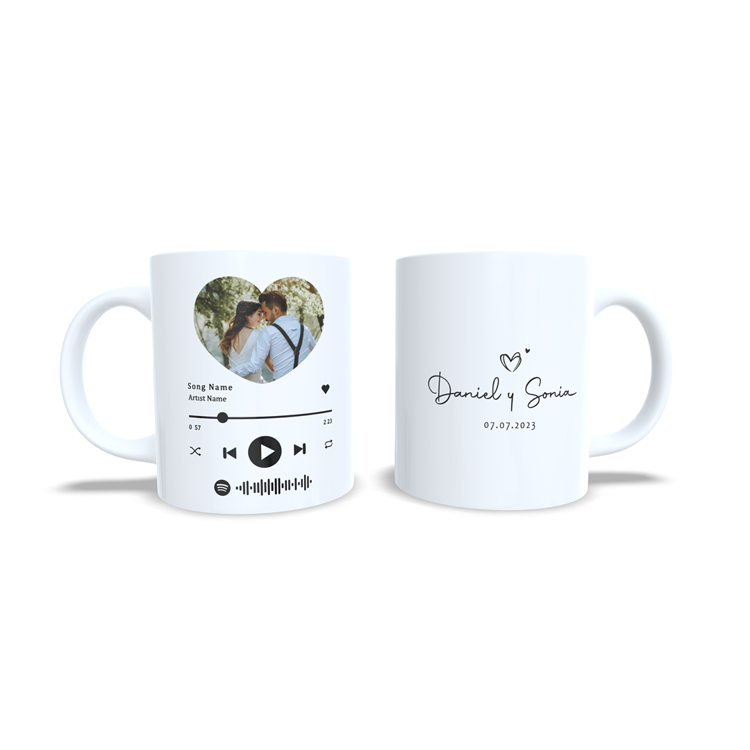 Taza Aniversario Parejas reproductor Spotify con foto - Versión 3