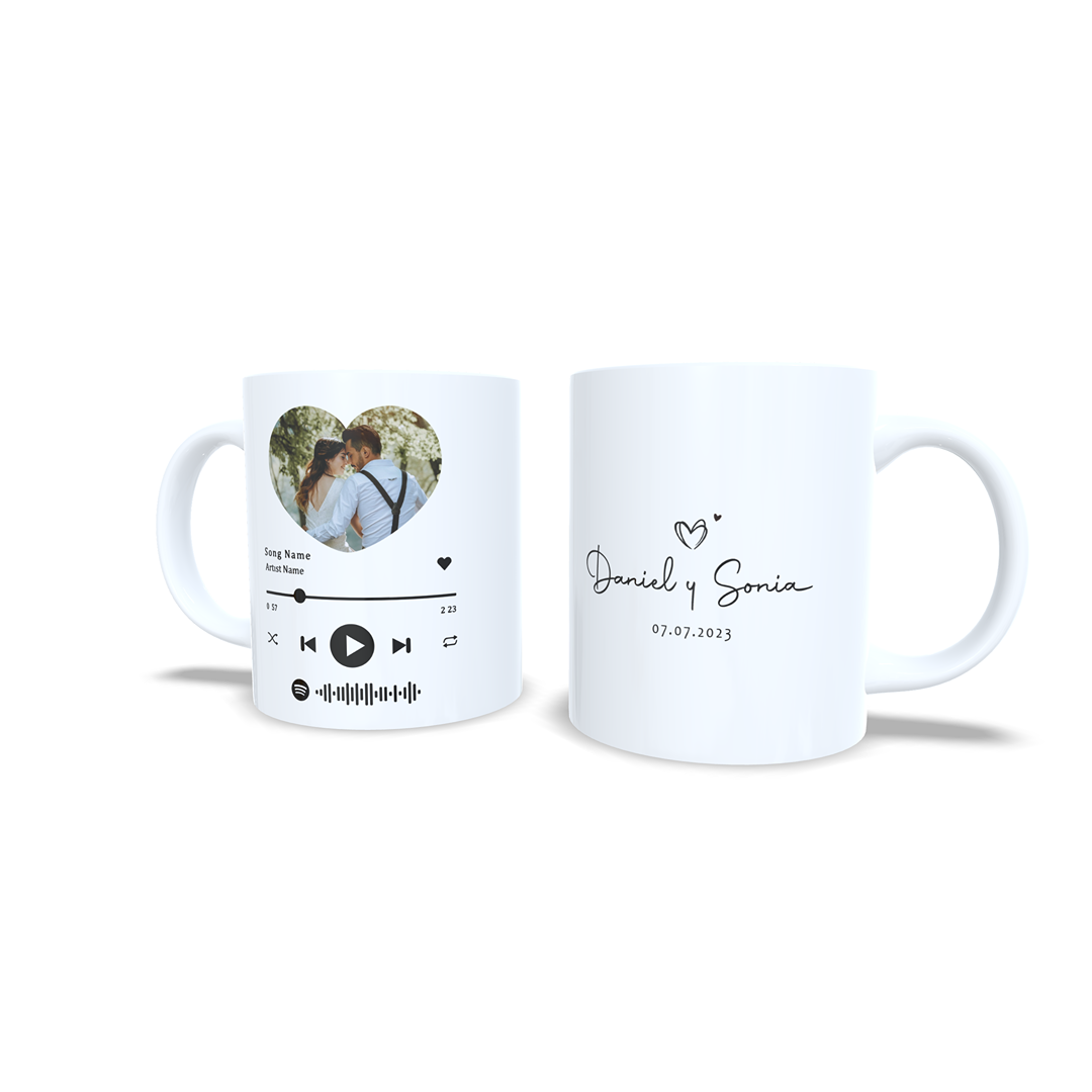 Taza Aniversario Parejas reproductor Spotify con foto - Versión 3