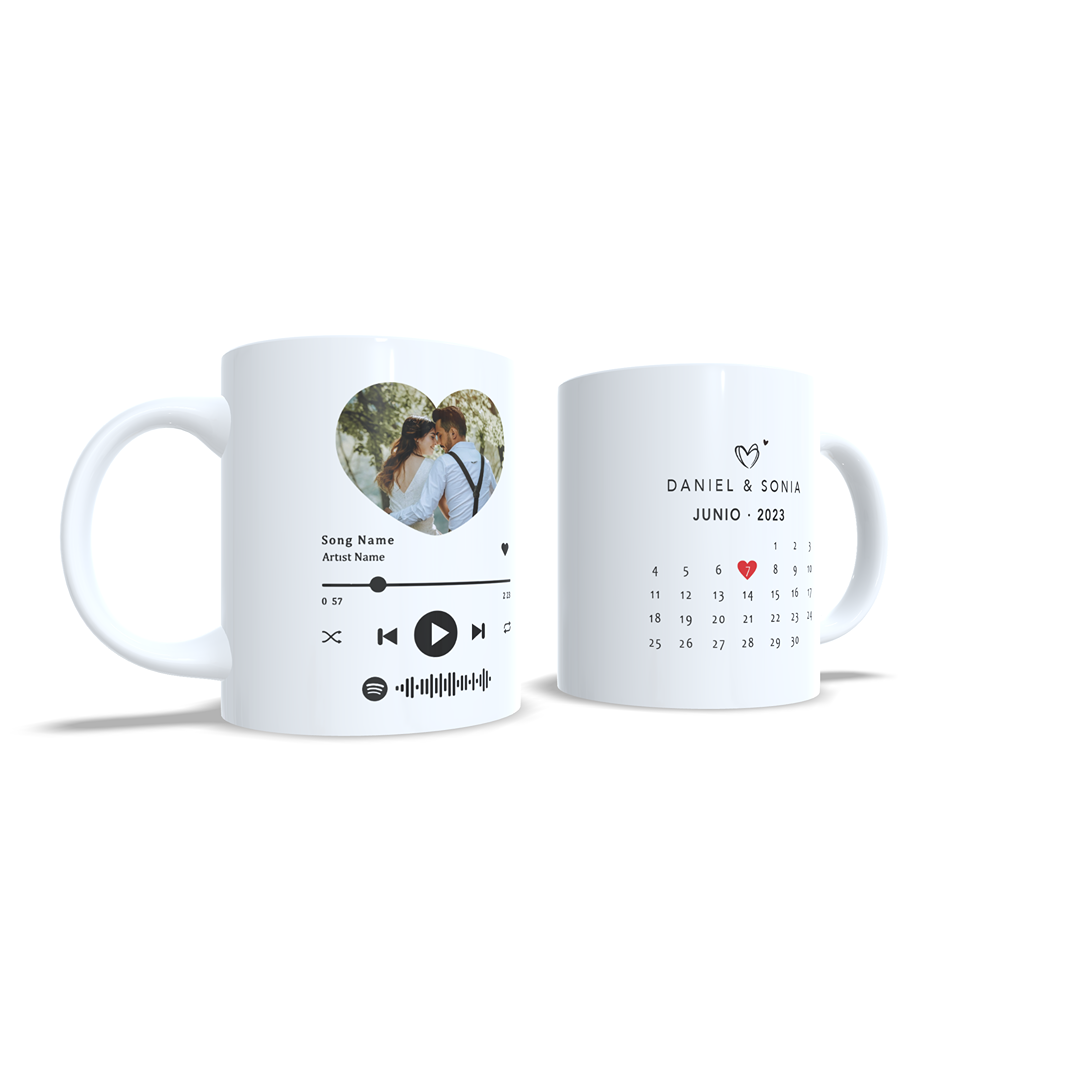 Taza Aniversario Parejas reproductor Spotify con foto - Versión 3