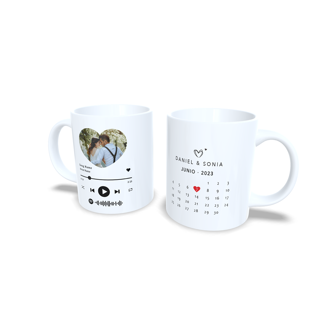 Taza Aniversario Parejas reproductor Spotify con foto - Versión 3