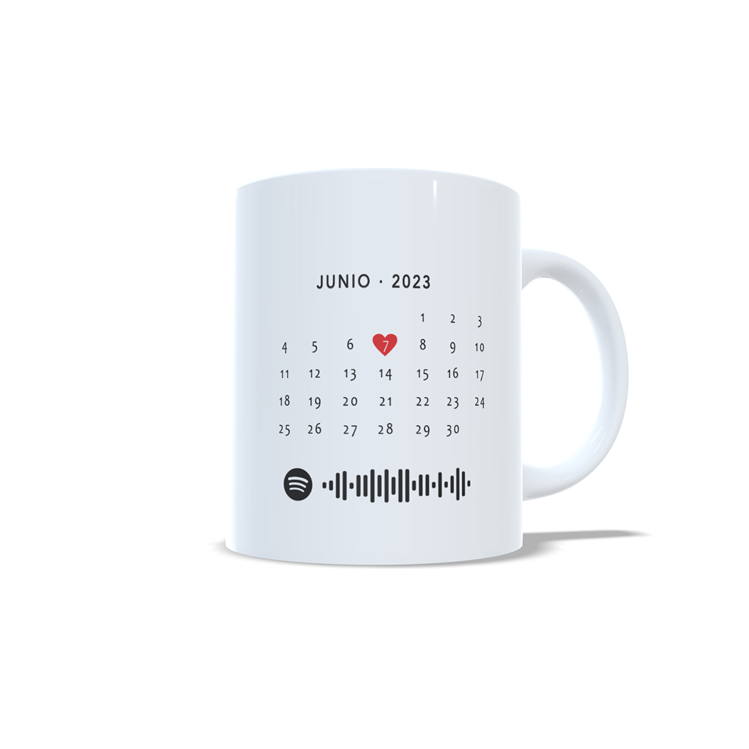Taza Aniversario Parejas canción de Spotify opcional con foto - Versión 1