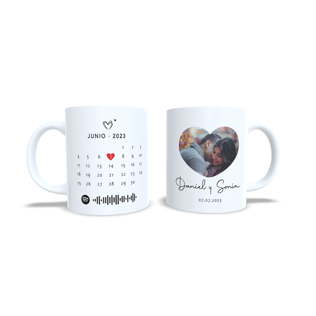 Taza Aniversario Parejas canción de Spotify opcional con foto - Versión 1