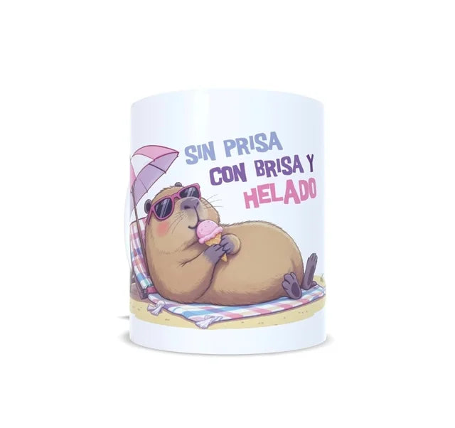 Sin prisa con brisa y helado Taza personalizada capibara