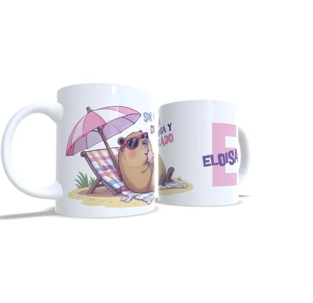 Sin prisa con brisa y helado Taza personalizada capibara
