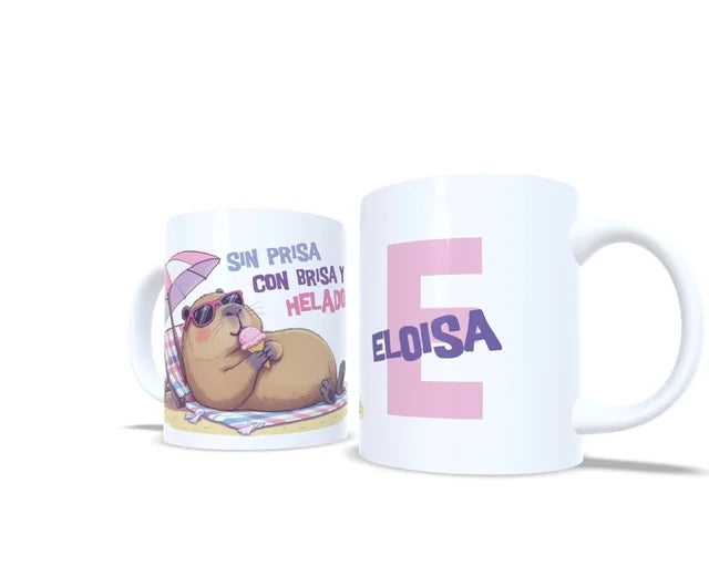 Sin prisa con brisa y helado Taza personalizada capibara
