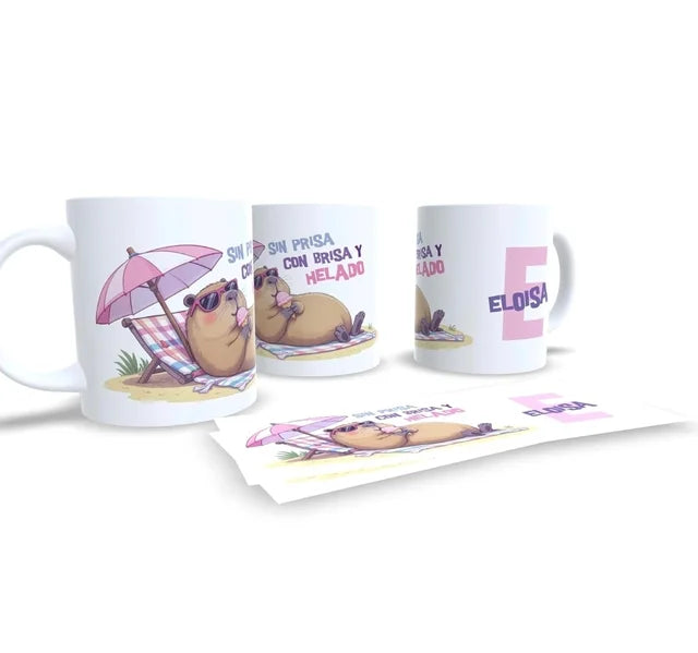 Sin prisa con brisa y helado Taza personalizada capibara