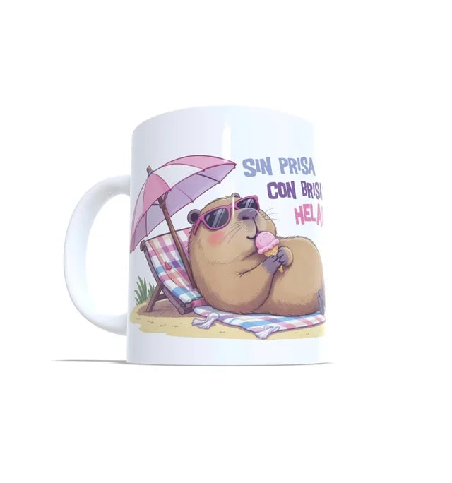 Sin prisa con brisa y helado Taza personalizada capibara