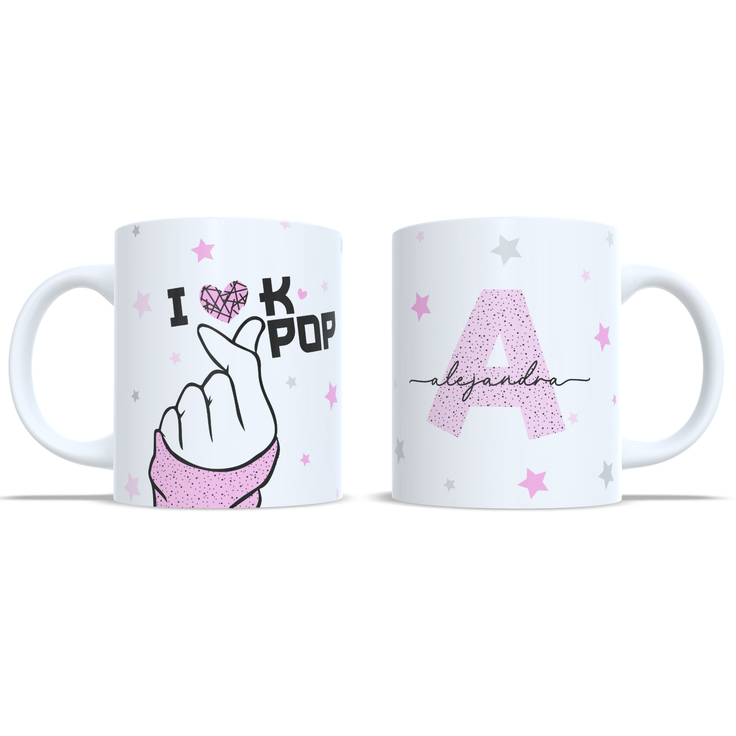 I love Kpop taza estilo coreana dedos corazon personalizada