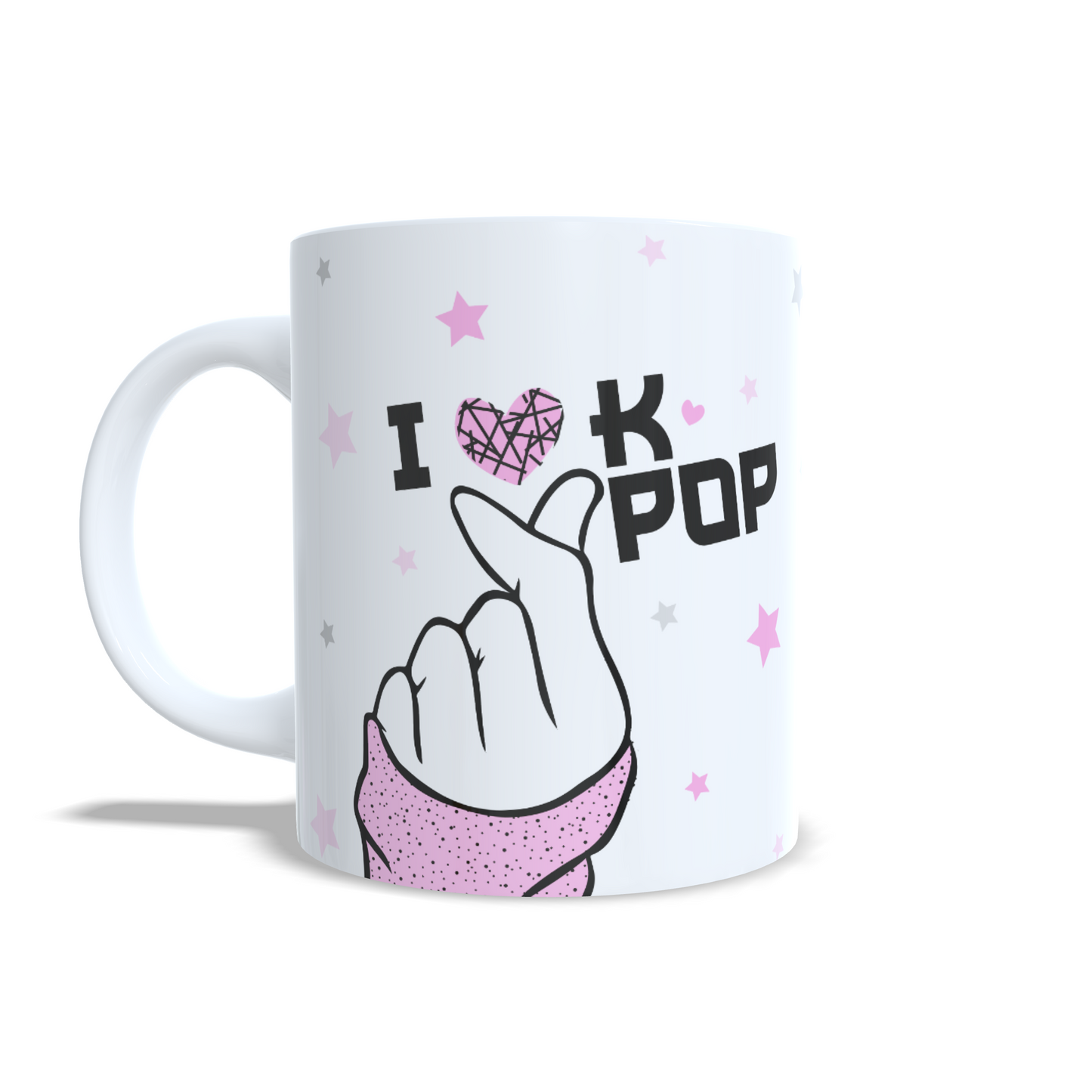 I love Kpop taza estilo coreana dedos corazon personalizada
