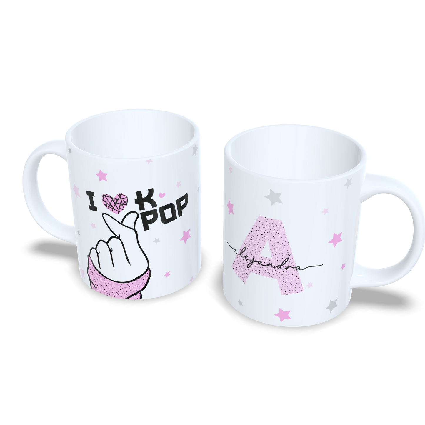 I love Kpop taza estilo coreana dedos corazon personalizada