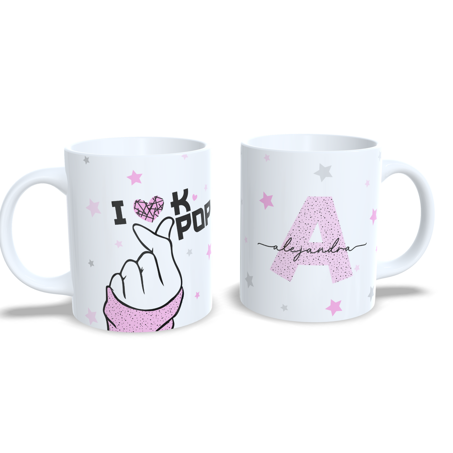 I love Kpop taza estilo coreana dedos corazon personalizada
