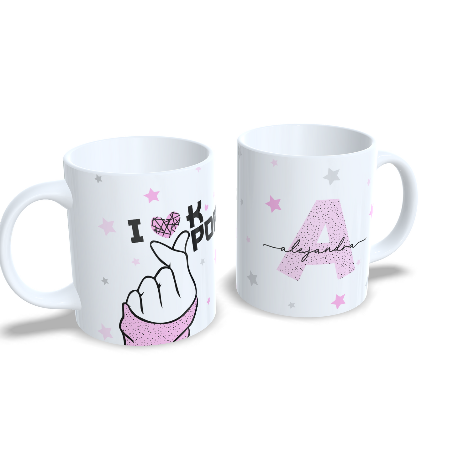 I love Kpop taza estilo coreana dedos corazon personalizada