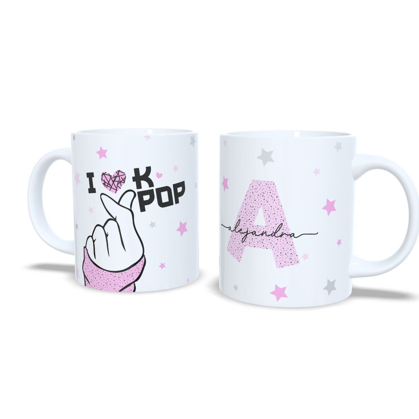 I love Kpop taza estilo coreana dedos corazon personalizada