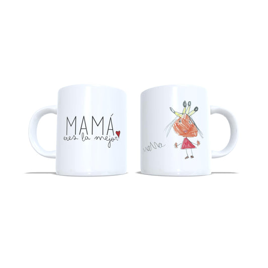 Dibujo en taza día de la madre felicidades mama personalizada