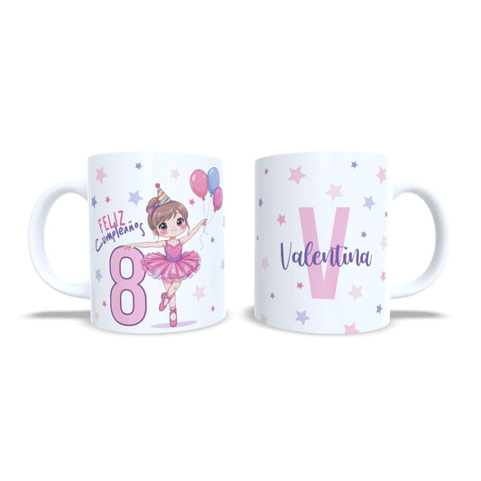 Feliz cumpleaños bailarina ballet - Taza con nombre y edad