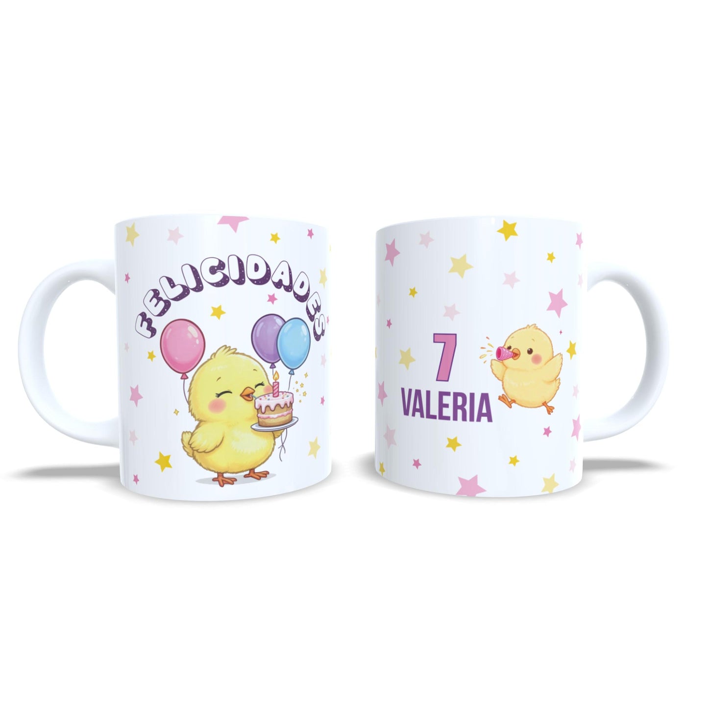 Cumpleaños pollito felicidades - Taza con nombre y edad