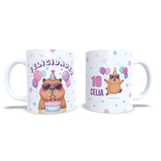 Cumpleaños Capibara Felicidades - Taza con nombre y edad