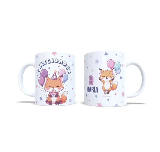 Cumpleaños zorrito zorro felicidades - Taza con nombre y edad