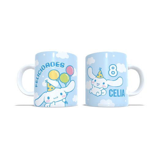Cumpleaños Cinnamoroll felicitacion - Taza nombre y edad