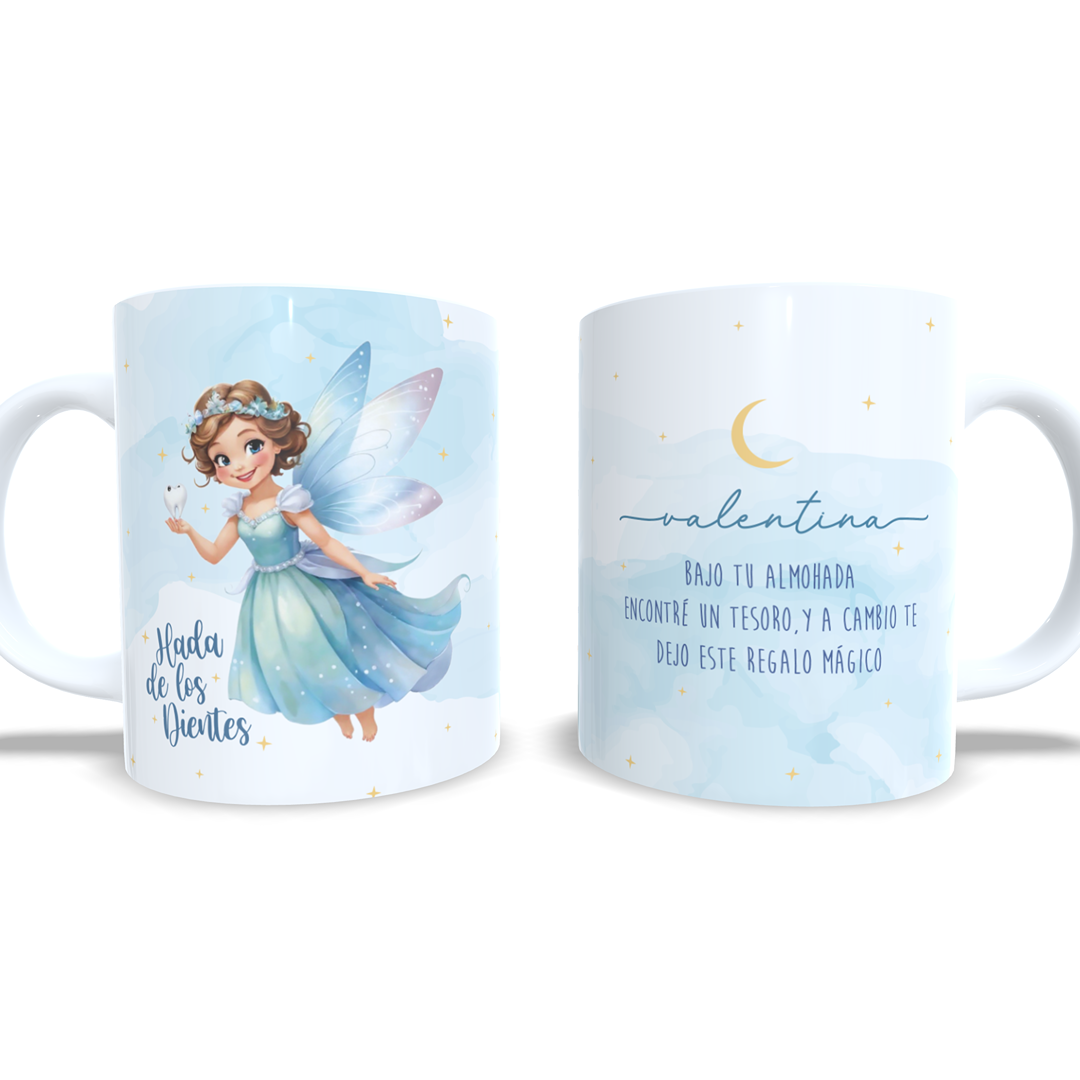 Hada de los dientes taza personalizada con nombre y mensaje