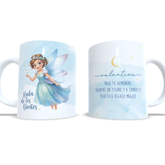 Hada de los dientes taza personalizada con nombre y mensaje