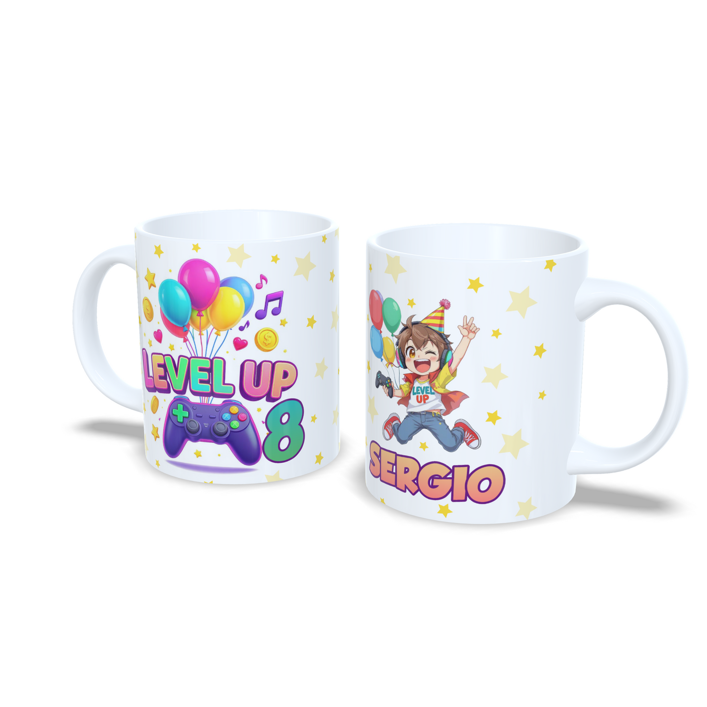Cumpleaños Level up gamer videojuegos version niño taza