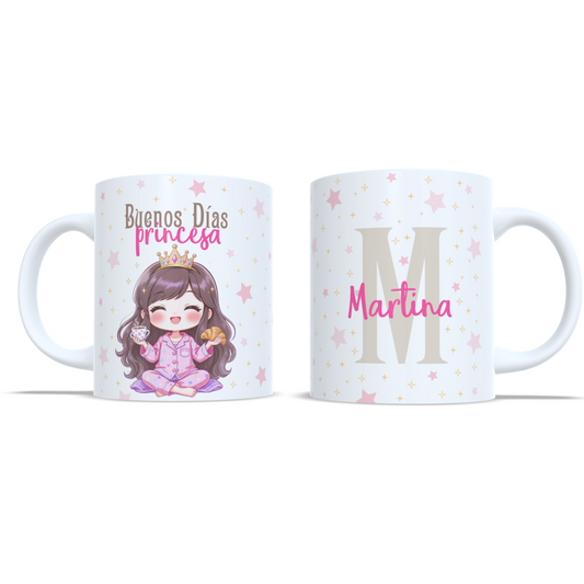 Buenos días princesa kawaii desayuno calentito- Taza personalizada