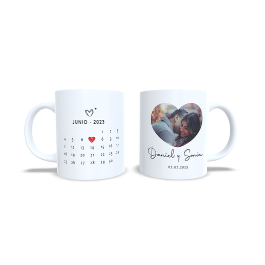 Taza Aniversario Parejas canción de Spotify opcional con foto - Versión 1