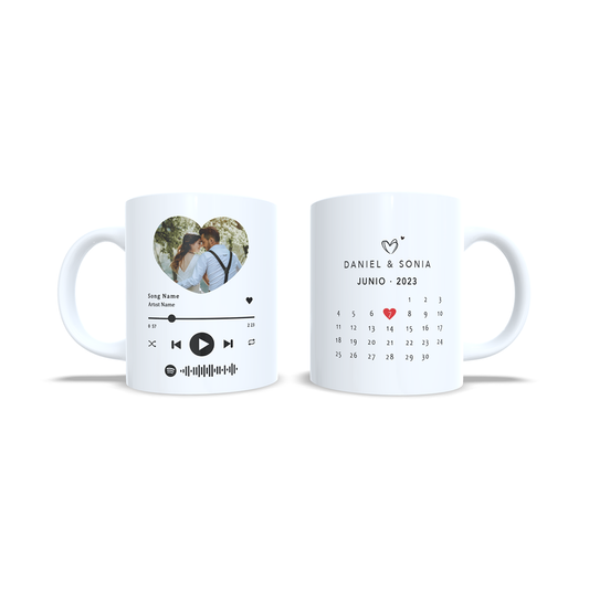 Taza Aniversario Parejas reproductor Spotify con foto - Versión 3