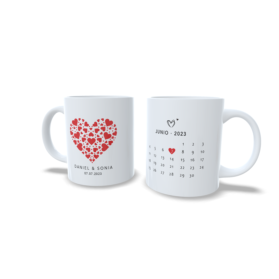 Aniversario corazones rojos amor parejas san valentin calendario