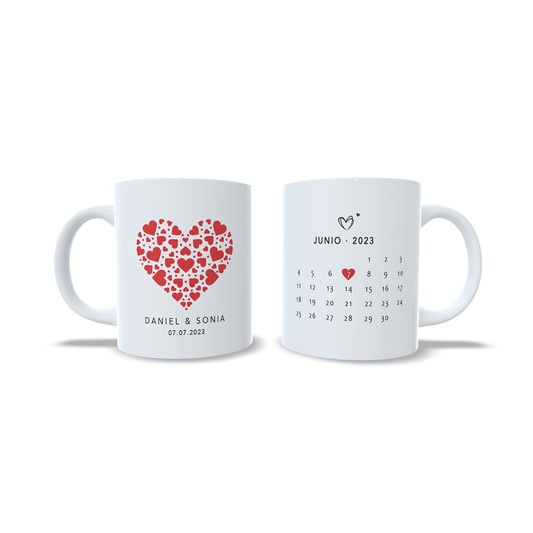 Aniversario corazones rojos amor parejas san valentin calendario