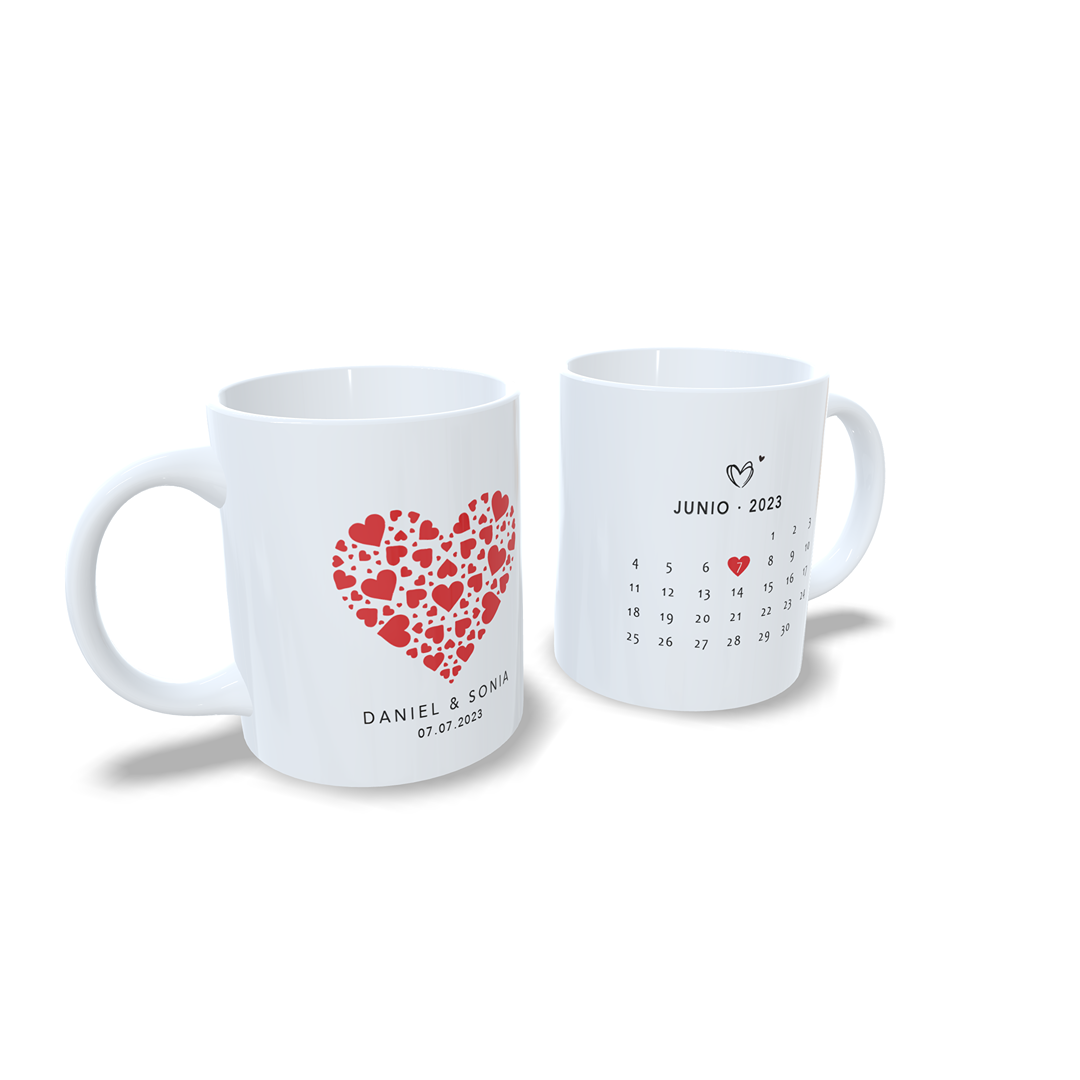 Aniversario corazones rojos amor parejas san valentin calendario