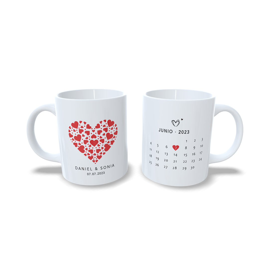 Aniversario corazones rojos amor parejas san valentin calendario