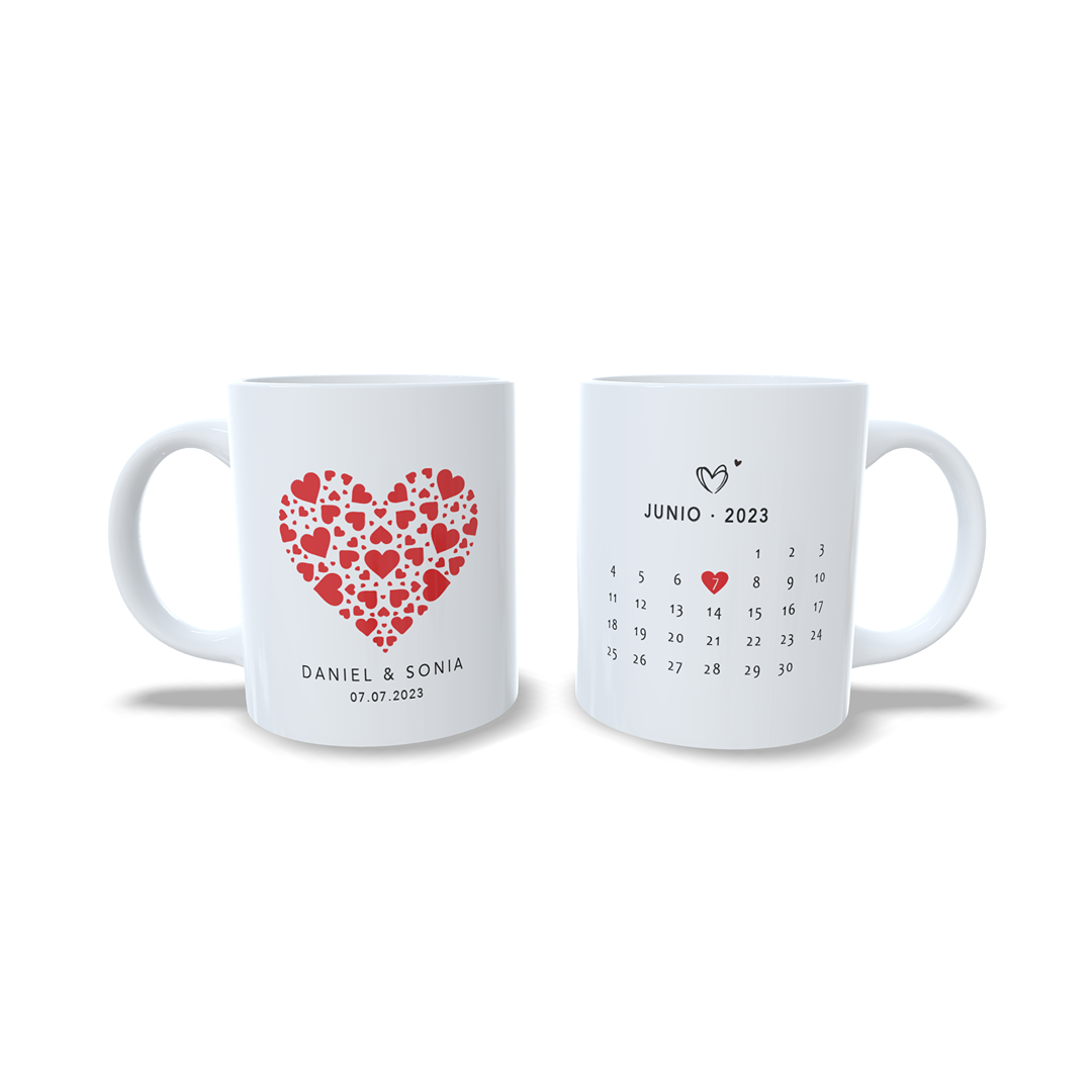 Aniversario corazones rojos amor parejas san valentin calendario