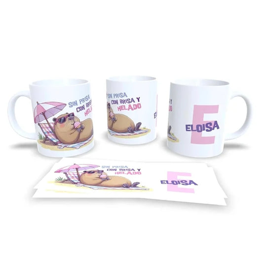 Sin prisa con brisa y helado Taza personalizada capibara