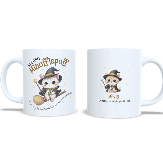 Gatito Casa Miaufflepuff Inspirada en Harry Potter - Personalizada