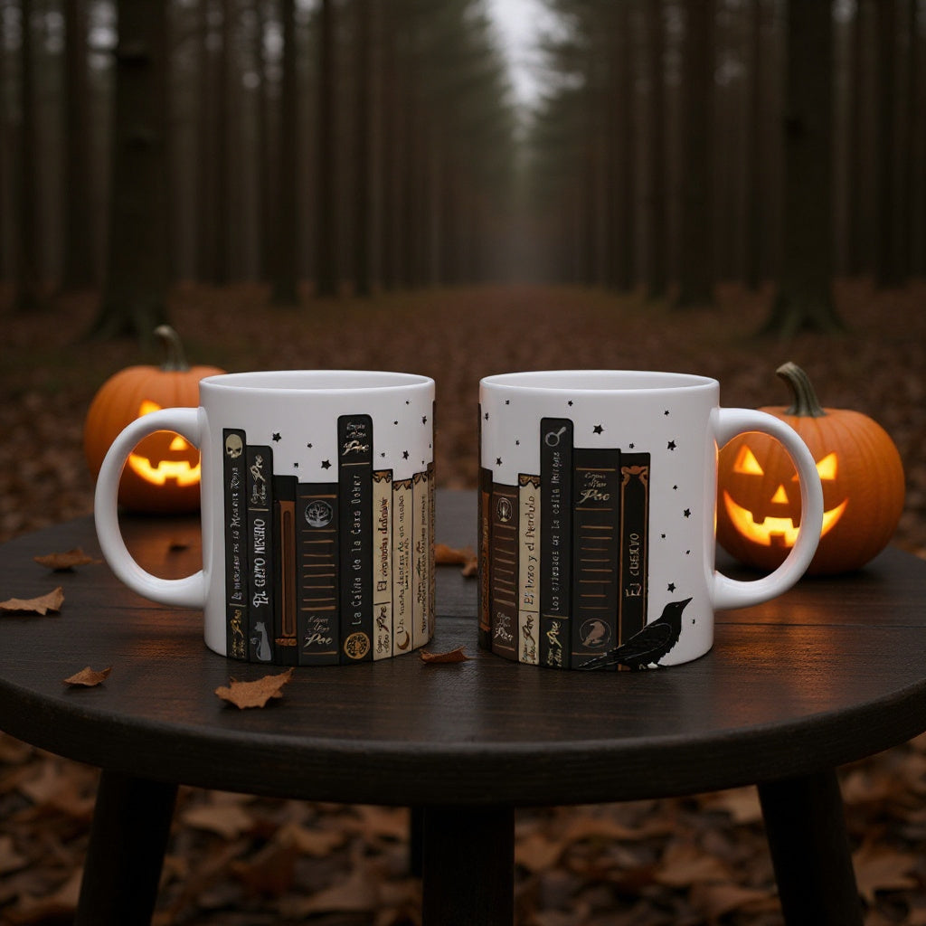 tazas de halloween enna blues designs libros edgar allan poe libreria autor biblioteca